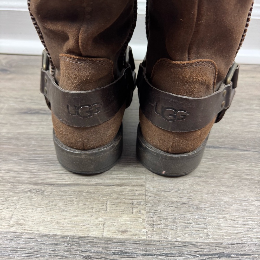 UGG Drew Harness Riding Boot Size 9 Brown Suede Leather Classic Tall - Picture 6 of 14